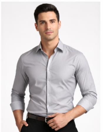 Modern Grey Slim Fit Formal Shirt
